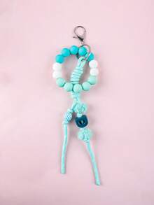 1pc Customized Macaron Silicone Beaded Keychain, Braided Rope Lanyard, Girly Portable Key Chain, Phone Strap, Car Pendant, Customized With 1 English Letter, Customized Birthday Gift - Silicone Beaded Keychain - View 20