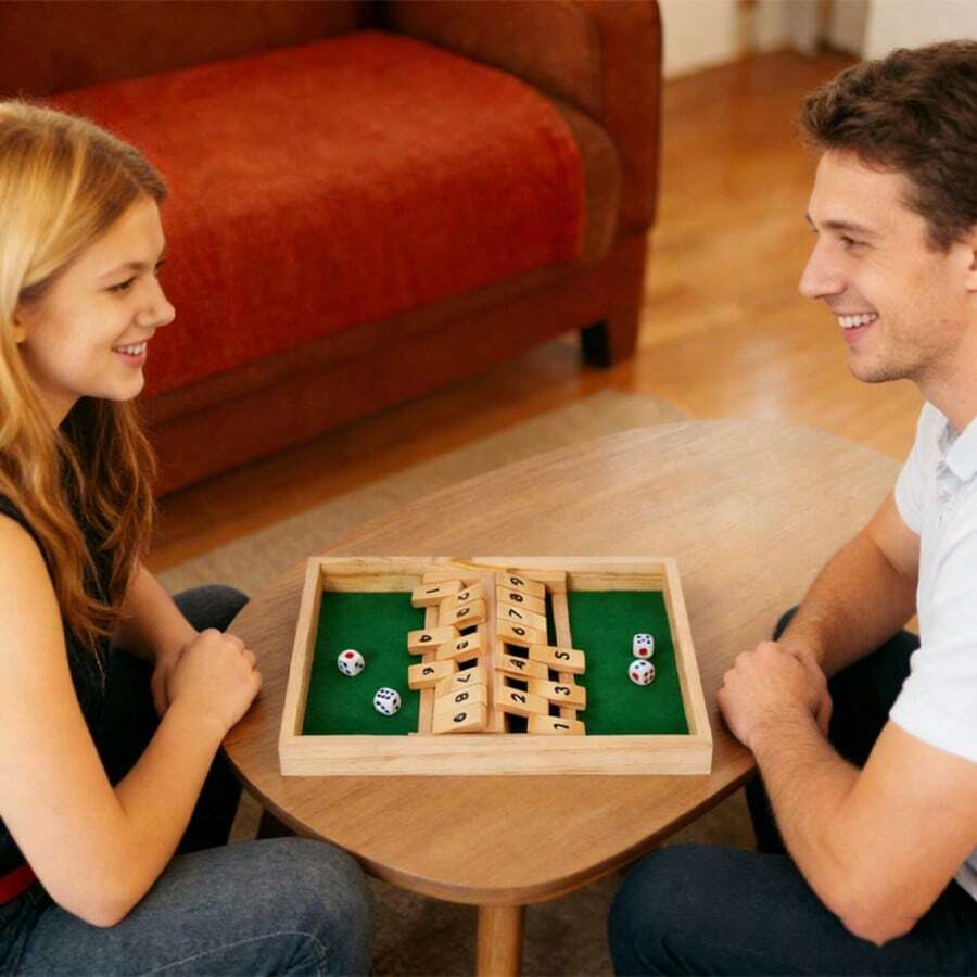 1pc Wooden Board Game, 2-Player Competition, Traditional Bar/Party/Travel/Family, Fun Math - Multicolor - View 1