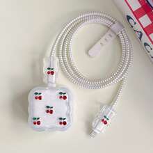 Set de 5 protectores de cable de carga de resina con diseño de cereza, compatibles con cargador Apple de 40W, adecuados para iPhone 17/17 Pro Max, organizador de enrollado para cargador rápido de 40W - Rojo - Ver 10