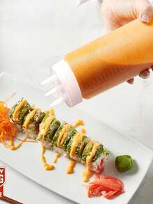 1个三孔挤压式酱料瓶，沙拉酱和蜂蜜分配器，烘焙烹饪厨房小工具，情人节、新年、母亲节、毕业季实用礼物 - 彩色 - 查看 3