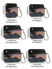 1pc Sunset Pattern Wireless Bluetooth Earphone Case Compatible With Apple 1/2/3/4, Pro/Pro2/Pro3 - Multicolor - View 6