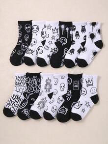 12 đôi tất trẻ em họa tiết graffiti thành phố, tất co giãn cao, siêu mát, tất thể thao thoải mái, thấm hút mồ hôi và khử mùi, bán chạy. - Nhiều màu - Xem 3