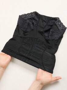 High Waist Snug Fit Panties, Lace Trim Decor, Compression Butt Lift, Breathable Beige, Elegant Shaping, Waist Shaping, Seamless Design, Lightweight & Comfortable, Daily Shapewear - Black - View 11