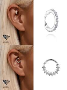 1 pieza Pendientes de Moissanita de plata esterlina S925 chapados en oro blanco de 18K. Pendientes de botón hipoalergénicos de Moissanita para mujeres y hombres, regalo para San Valentín, aniversario, cumpleaños, Día de la Madre - Plateado - Ver 10
