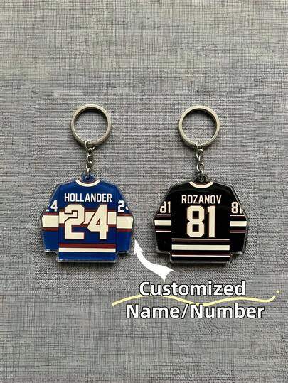 1PC Personalized Jersey Acrylic Keychain/Bag Pendant – Customize Your Name And Number, Double-Sided UV Printing, 3.15-Inch Transparent Label With Metal Clip, Personalized Gift For Ice Hockey Fans, Christmas/Valentine's Day Souvenir