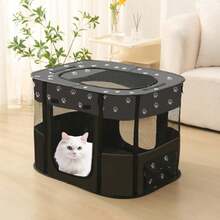 1pc Foldable & Portable Pet Playpen, Grey Bear Pattern, 600D Oxford Cloth + Breathable Mesh, Suitable For Indoor/Outdoor Cats/Dogs, Pet Bed, Pet Play Fence, Professional Outdoor Camping Pet Fence, Warm Enclosure For Kittens, Foldable For Easy Storage And Transport - Grey - View 17