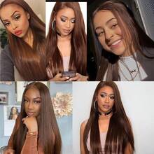 BINF Hair Shines As Spring Arrives Straight 4# Brown 13x4 Lace Closure Frontal Pre Plucked For Women Glow In The New Spring Brazilian Hair Transparent Closure For Wig Make Beautiful Hair For The Lucky Spring Brown Lace Front #4 Human Hair Family Reunion Dinner Wig Look Straight Chocolate Brown 13*4 Lace Frontal Wig For Temple Fair Brazilian Bone Straight Remy Human Hair Lace Frontal Wig Hairstyle For Family Portrait 16A Chocolate Brown 4 Straight Human Hair Romantic Glow With Perfect Hair 13x4 Lace Frontal Closure Love Found In Gorgeous Hair Brazilian Virgin Remy High Quality Natural Look Chic Wig For Valentine's Date - #4 Thẳng 13x4 Mặt trước - Xem 11