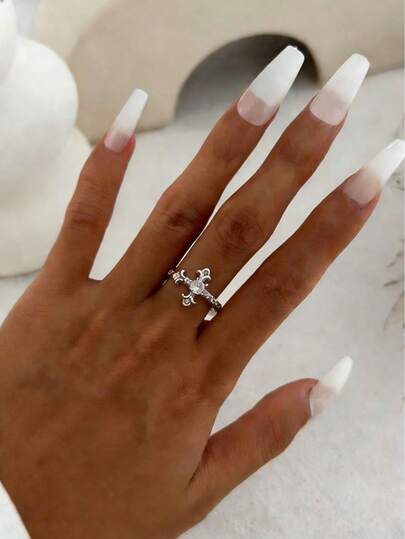 1 pieza Anillo abierto con flor de iris de cristal de moda y personalizado, adecuado para uso diario y de fiesta de mujeres