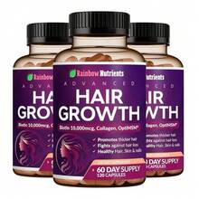 Nutrientes Rainbow Avanzados para el crecimiento del cabello, la salud de la piel y las uñas - Biotina, Colágeno - 1 paquete - Ver 10