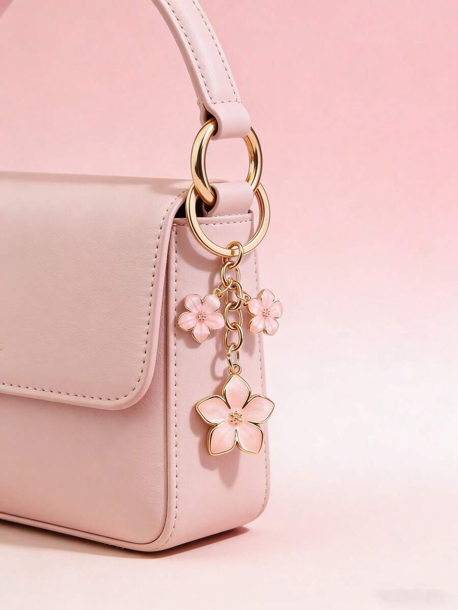 1-Piece Cherry Blossom Flower Keychain – Fresh Cute Alloy Bag Charm Key Ring, Stylish Backpack Purse Accessory, Dainty Floral Pendant Decor, Ideal For Daily Bag Styling Key Organization Casual Outfits Valentine's Day Sweet Gifts, Bestselling Cute Fashion Accessory, Perfect For Valentine's Day Charming Gift For Friends Colleagues Fashion Enthusiasts - Màu Hồng baby - Xem 1