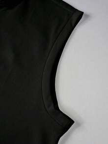 Men's Summer Fashion Casual Drawstring Hooded Vest - màu đen - Xem 5