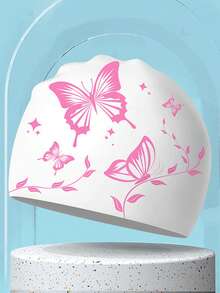 1pc Adult Silicone Swim Cap, Elegant Butterfly Pattern, Waterproof Anti-Slip, Comfortable Elastic, Suitable For Short Or Long Hair - Multicolor - View 15