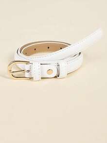 1pc Women Black Fashionable Solid Skinny Belt For Daily Life Summer, School Fall, Autumn, Halloween - 白色 - 查看 13