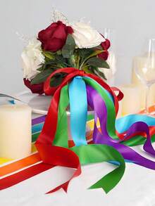 4cm/1.57inch 6 Rolls 150 Yards Satin Ribbon For Gift Wrapping, Polyester Satin Christmas Ribbon For Wedding, Christmas Tree, Valentine's Day Decoration, DIY Bow, Packaging, Floral Arrangement - Color-6 - View 5