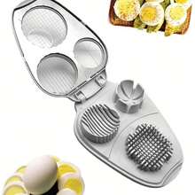 Multi-Function Egg Slicer - Slices, Dices, Cubes Hard Boiled Eggs - Kitchen Tool, ABS Material, No Battery Required - White - View 2