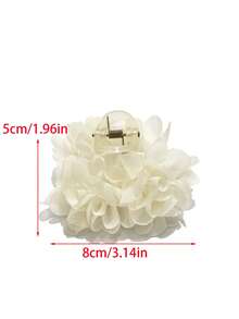 1 chiếc kẹp tóc hoa hồng Pháp cổ điển in họa tiết hoa, màu trơn, phù hợp cho sử dụng hàng ngày, dự tiệc và đi nghỉ mát. Phụ kiện tóc nữ thanh lịch, kẹp tóc thời trang, phụ kiện cần thiết cho kỳ nghỉ hè, đi biển. - trắng - Xem 7