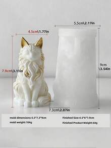 3D Maine Coon Cat Candle Silicone Mold, Small Cat Wax Melt, Soy Wax, Soap, Resin, Cement Craft Mold, Handmade Candle Making Supplies, Desktop Decor, Home Gift - White - View 11