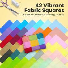 42 Pieces Candy Color Fabric Set 12.7*12.7 Cm Fabric Set, Pre-Cut Suitable For DIY Sewing And Scrapbooking | Colorful | 100% Polyester Craft Material | Great For Handmade Crafts And Sewing Supplies, Suitable For Beginners And Enthusiasts Can Also Be Used For Valentine's Day And Holiday Gifts, Sewing Fabrics, Craft Supplies, Quilting Fabrics, Sewing Supplies, Sewing Accessories And Supplies - Multicolor - View 7