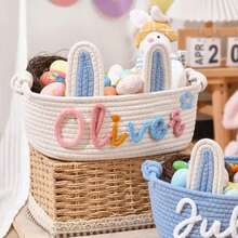 定制手工椭圆形收纳篮,兔耳朵礼品篮/装饰篮,家居装饰,礼品包装篮,复活节礼物,送给家人,衣橱收纳整理篮 - 彩色 - 查看 52