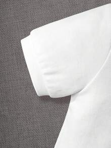 Young Boy Cotton Classic Fashion Knight Embroidery Solid Color Short Sleeve Polo Shirt, Suitable For Daily, School, Gathering And Group Activities - White - View 6