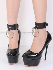 1 Pair Of Fashionable Women's Foot Straps, Foot Jewelry, Foot Straps, High Heel Accessories, Wrist Straps, PU Leather Foot Straps, Ankle Bracelets, Women's Ankle Bracelets - Black - View 6