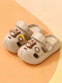 Cute Rhinestone Bow Open Toe Girls Sandals, Breathable Beach Holiday Shoes - Khaki - View 5