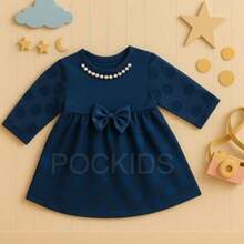 Baby Lace Dress With Pearls For Parties And Christenings. Baby Clothes. - 藏蓝色 - 查看 1
