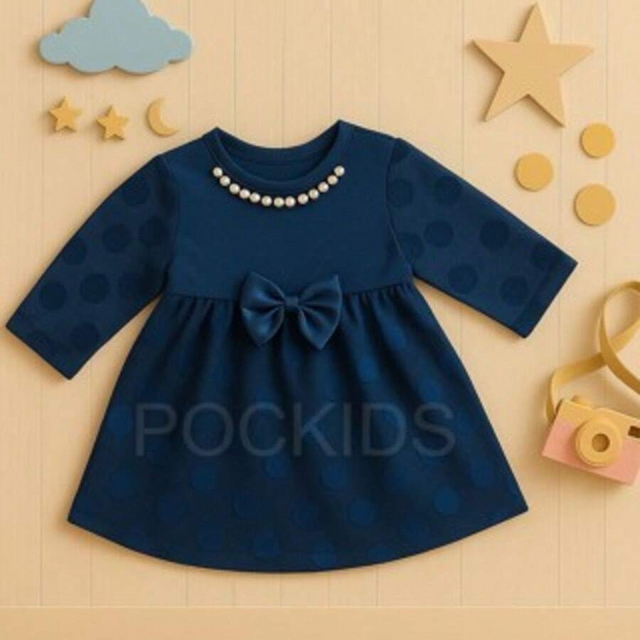 Baby Lace Dress With Pearls For Parties And Christenings. Baby Clothes. - 藏蓝色 - 查看 1