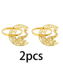 1PC/4PCS Napkin Rings, Al-Fitr Metal Hollow Star & Moon Design Napkin Rings, Napkin Rings For Family Gathering Dinner Table Decoration - Multicolor - View 18