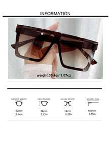 1副复古大方框时尚眼镜，适合驾驶、骑行，欧美风格 - 彩色 - 查看 2