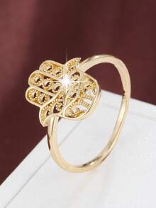 1pc Creative Palm-Shaped Smooth Design Fashion Ring For Women - Multicolor - View 7