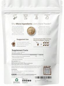 Organic Lion's Mane Mushroom Powder, 8oz |     Pure Fruiting Body Superfood |     Supports Brain, Focus, Energy & Immune Health |     Great For Smoothies & Coffee |     Filler Free, Vegan, Non-GMO - 8 盎司(1 包) - 查看 2