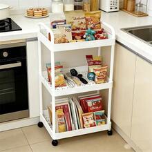 Carrito de utilidad con ruedas de 3 o 4 niveles de plástico con asa, carrito de almacenamiento multifuncional para oficina, sala de estar, cocina, organizador de almacenamiento móvil con ruedas, blanco, negro - blanco de 3 niveles - Ver 5