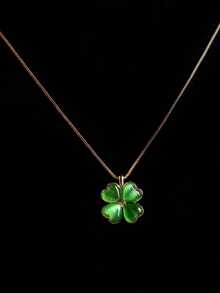 Four-Leaf Clover Charm Necklace - màu xanh lá - Xem 1