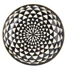 Monochrome Ceramic Serving Bowl With Elegant Medallion Pattern - Multicolor - View 2