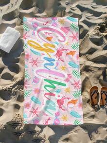 1pc Personalized Kids Beach Towel, Summer Birthday Gift, Summer Vibe, Girls Beach Travel, Customized Beach Towel, Swimming Pool, Beach Decor - Multicolor - View 8