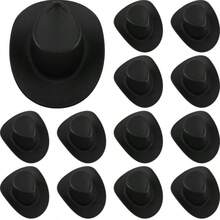 12 piezas Sombreros de muñeca mini lindos, sombreros de fiesta pequeños, sombreros de vaquero en miniatura de plástico, sombreros de vaquero para mujeres, manualidades, sombreros de estilo occidental, accesorios de fiesta de muñecas, decoración de casa de muñecas de juego de simulación - Multicolor - Ver 2