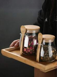 1个密封食品储物玻璃罐，适用于存放茶叶、谷物、坚果、零食、咖啡豆、糖、糖果、香料、厨房用品和酸奶。便携式透明食品容器，厨房谷物储物罐，婚礼礼物、圣诞礼物、万圣节礼物。 - 彩色 - 查看 1