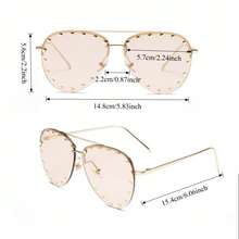 Women's Glasses, Classic Half-Frame Design With Studded Details,  Versatile Black Frame, Lightweight Fashion Statement, Perfect For Halloween And Christmas Gifts, Fashionable For Daily Wear - 漸層灰 - 查看 4