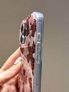 Minimalist Glitter Bow Cross Design Phone Case Compatible With IPhone 17, 16, 15, 14 - Pink - View 4