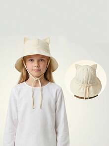 7-14岁儿童棉质披肩渔夫帽，欧美风新款猫耳渔夫帽，适合幼儿 - 1PC - 查看 3