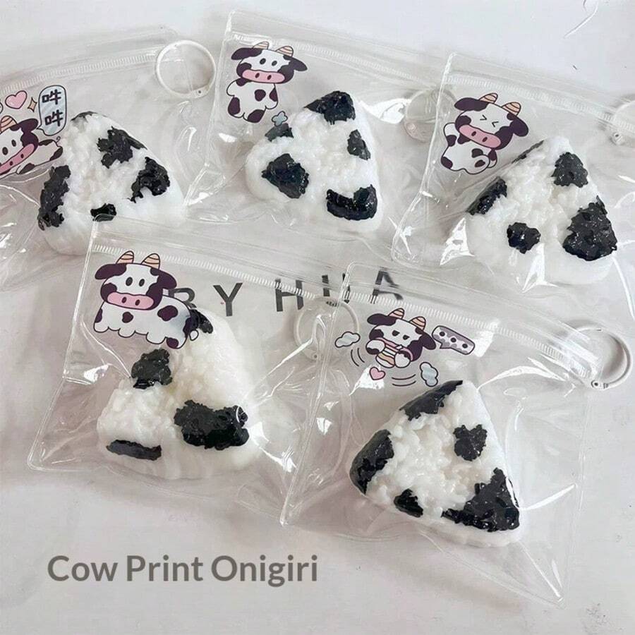 1pc 2026 New Squishy Slow Rebound Stress Relief Toy - Super Soft Milky Cow Pattern Triangle Rice Ball Squeeze Toy - Birthday Gift - Perfect Gift - Collectible Display - Hobby Collection - Gift For Others