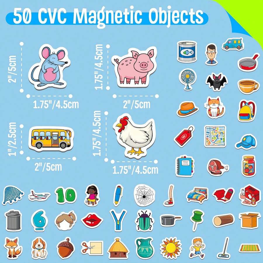 50-Piece Thickened Fridge Magnets For Early Word Learning - 彩色 - 查看 1
