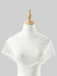 1pc Women's Summer New Black & White Lace Polka Dot Cute Headscarf, Triangular Scarf, Hair Band, Wedding Hair Accessory - Multicolor - View 5