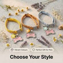 宠物项圈，带身份牌，可调节防勒设计，配有铃铛和安全扣，适用于猫狗 - 宠物颈部配件，带防丢身份牌和铭牌，适合小型、中型和大型宠物，可用于日常散步、户外活动、远足、训练和日常佩戴，必备宠物配件 - 彩色 - 查看 1