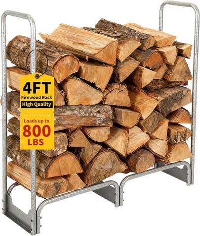 Dragonpad Firewood Rack With 600d Oxford Waterproof Cover, 8ft/6ft/4ft/12ft Heavy Duty Indoor/Outdoor Steel Log Storage Rack, Wood Pile Holder Stacker Organizer For Fireplace, Patio, Fire Pit, Backyard,3200lbs Weight Limit