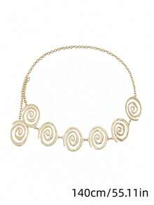 1pc Women's Minimalist Versatile Asymmetric Geometric Spiral Dress With Belt - Striped Spiral Style - View 10