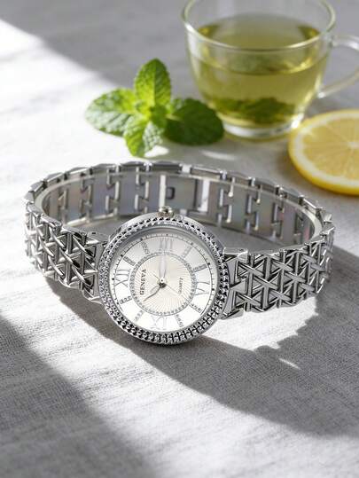 Women's Watch, Fashionable, Customizable Strap, Roman Numeral Dial, Round Case, Quartz Movement Ideal For Everyday Wear, Birthday Gifts, Or Presents For Friends And Family