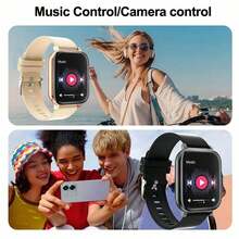 SIMSONLAB 男女通用智能手表，女士高清屏幕智能手表，1.83英寸高清彩色曲面屏，全贴合触控屏，运动智能手表，支持多种语言，无线充电，音乐播放器，通话功能和消息通知，适合学校、运动、聚会等各种场合。 - 彩色 - 查看 4