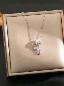 2只水滴形锆石耳环，优雅女士奢华镀金首饰，结婚订婚周年纪念礼物，送给女友、妻子、爱人 - 項鍊 - 查看 2